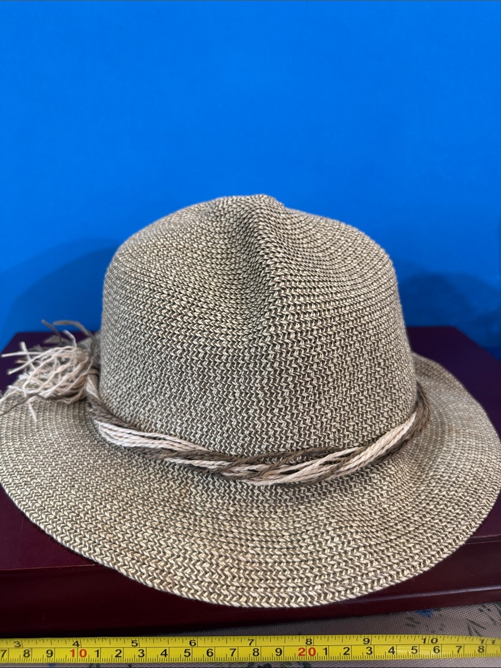 Eddie Bauer Woven Fedora Hat with Braided Band - Natural Straw